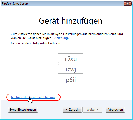 Sync einrichten 7