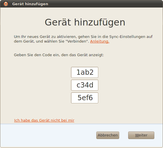 Linux_SyncGerätHinzufügenCode