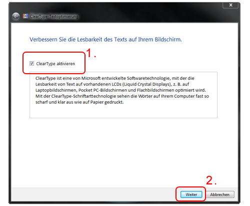 ClearType Einstellungen