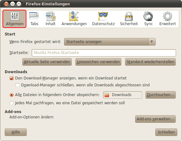 EinstellungenFensterAllgemeinAbschnittFx4Linux_01