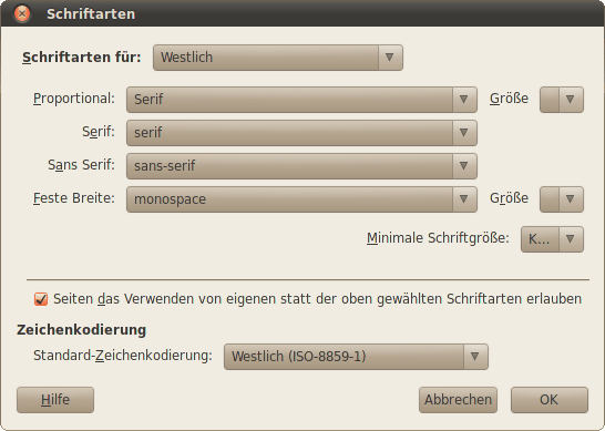 Einstellungen-Fenster - Inhalts-Abschnitt linux 05