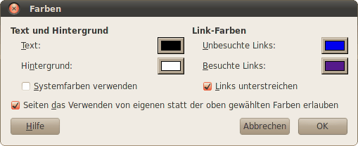 Einstellungen-Fenster - Inhalts-Abschnitt linux 06