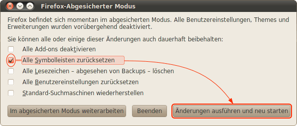 Symbolleisten-Elemente fehlen Linux 03