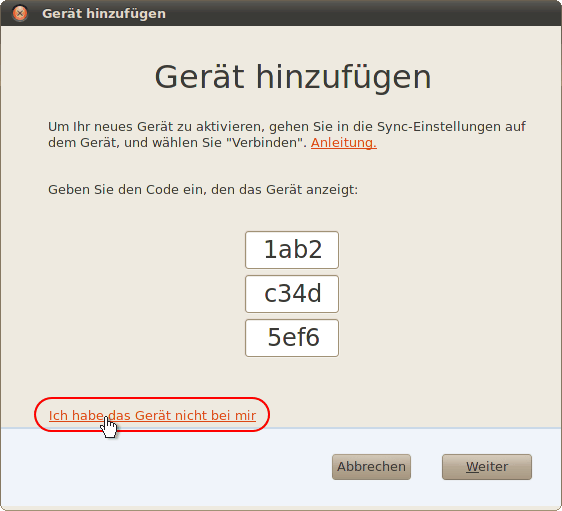 Ich habe das Gerät nicht bei mir Linux 01