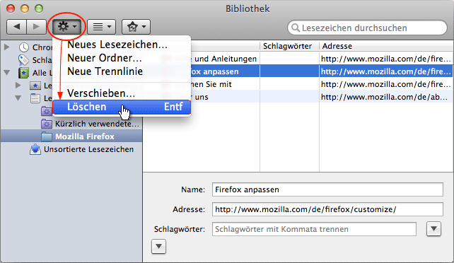 Lesezeichen löschen - Mac - Fx7 - 03