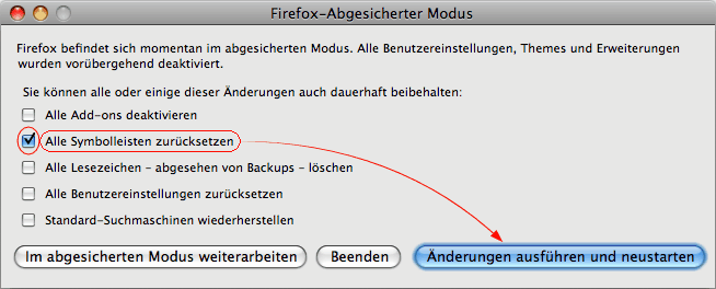 Alle Symbolleisten zurücksetzen - Mac - Fx4