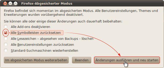 Alle Symbolleisten zurücksetzen - Linux - Fx4