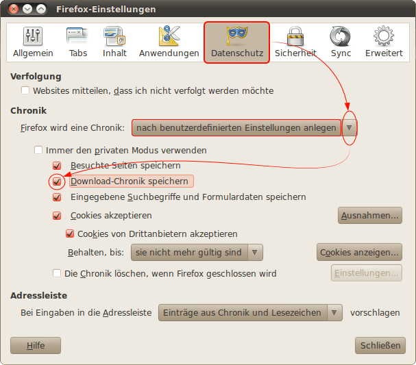 Download-Chronik speichern - Linux - Fx8
