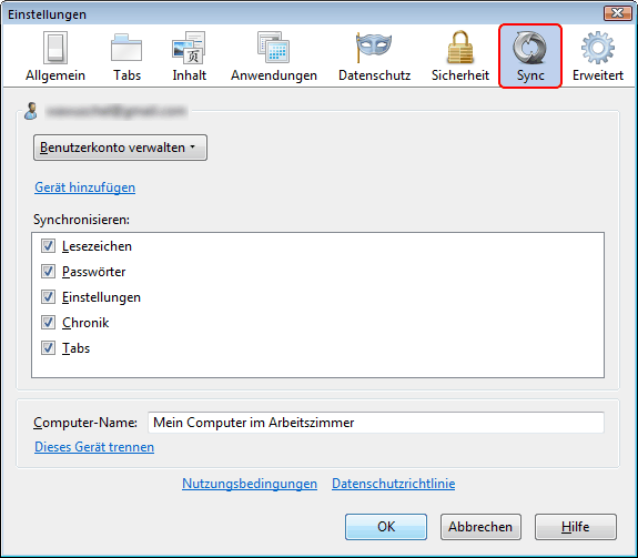 Firefox-Sync-Benutzerkonto verwalten - Win - 01