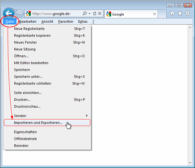 IE9 - Favoriten exportieren - 01