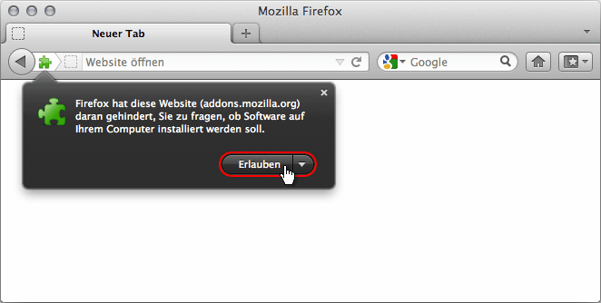Add-on-Installation erlauben - Mac - Fx11