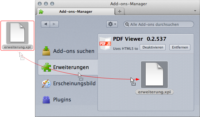 Add-on-Installation - Drag& Drop - Mac - Fx11