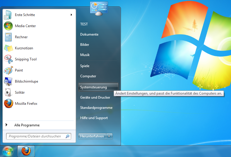 Windows 7 Systemsteuerung öffnen