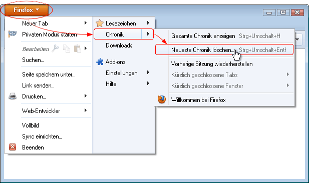 Neueste Chronik löschen - win - Fx13