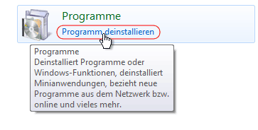 Programm deinstallieren - Win7