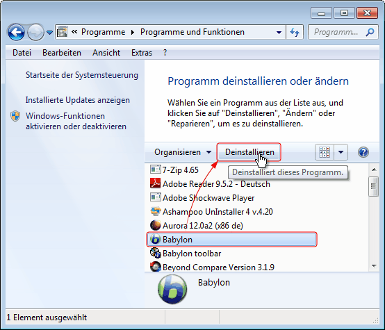 Babylon deinstallieren