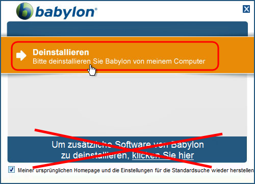 Deinstallation Babylon