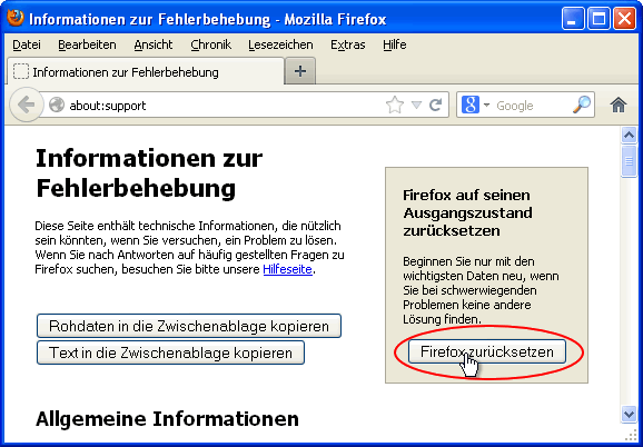 Firefox zurücksetzen - WinXP - Fx18.0.1 - 2