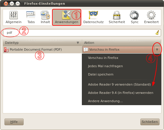 PDF-Betrachter auswählen (Linux)