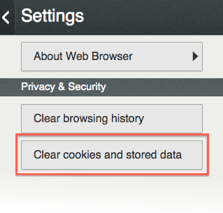 "Clear cookies button" - Web Browser