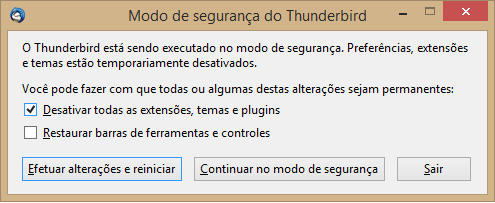 Thunderbird em Modo de Segurança