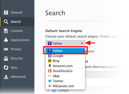 choose default search 38