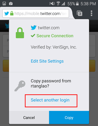 select another login android