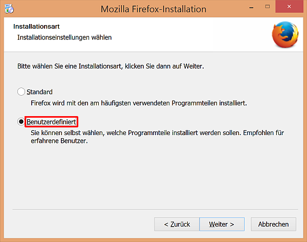 Benutzerdefinierte Installation Von Firefox Unter Windows | Hilfe Zu ...