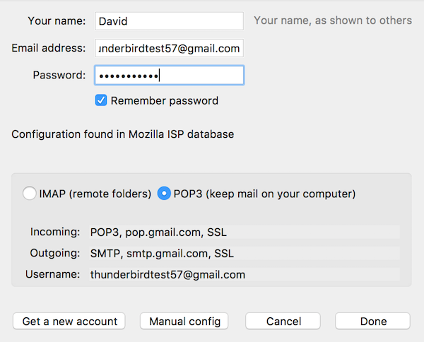 thunderbird pop3 settings