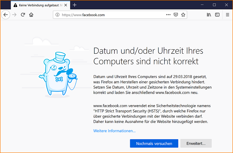 Wie Sie zeitbezogene Fehler auf sicheren Websites beheben Hilfe zu Firefox