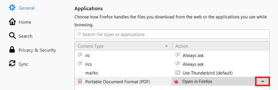 Manage File Types And Download Actions In Firefox