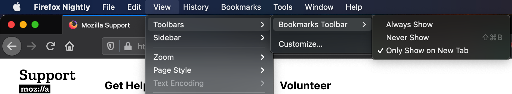 Bookmarks Toolbar Menu