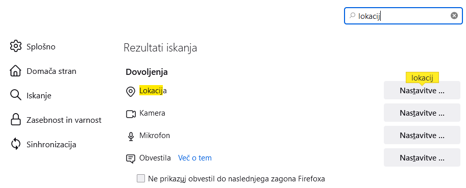 Fx96 nastavitve lokacije