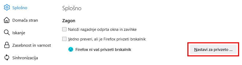 Fx96 Nastavi za privzeto