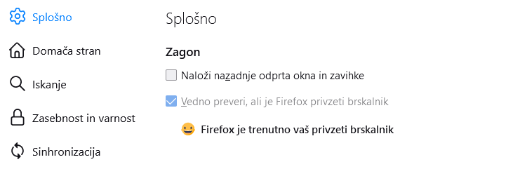 Fx96 Firefox je privzeti brskalnik