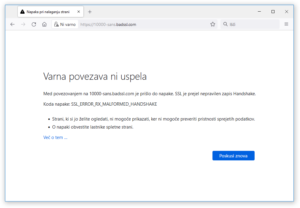 Fx99 Varna povezava ni uspela