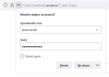 Fx99 Shranjevanje gesla