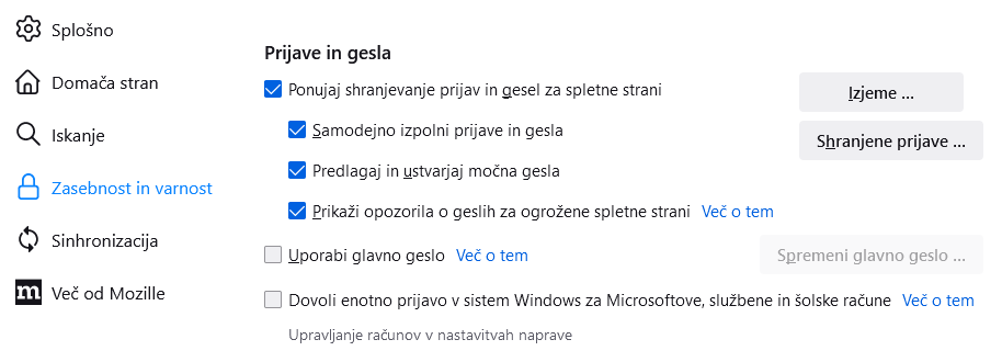 Fx99 nastavitve gesel