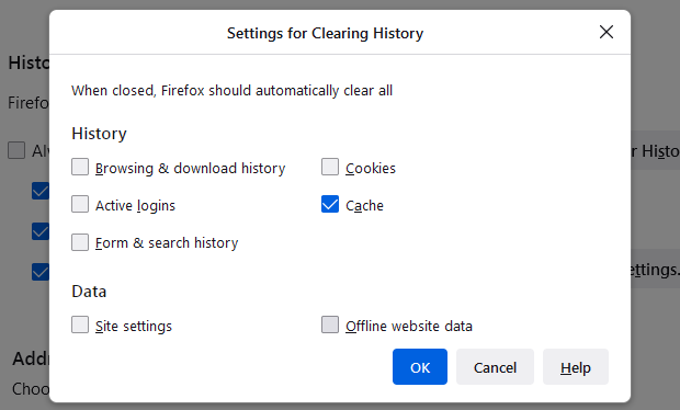 Fx100SettingsForClearingHistory-Cache