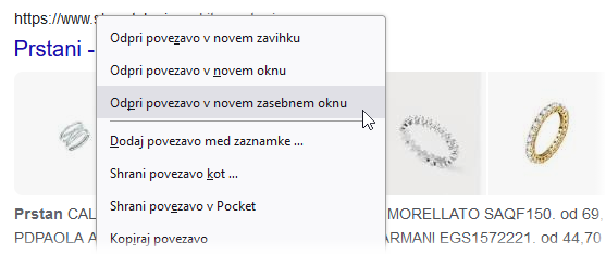 Fx105 Odpri povezavo v zasebnem oknu