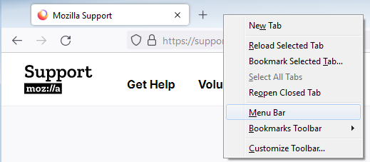 Restore the Menu bar in Firefox Firefox Help