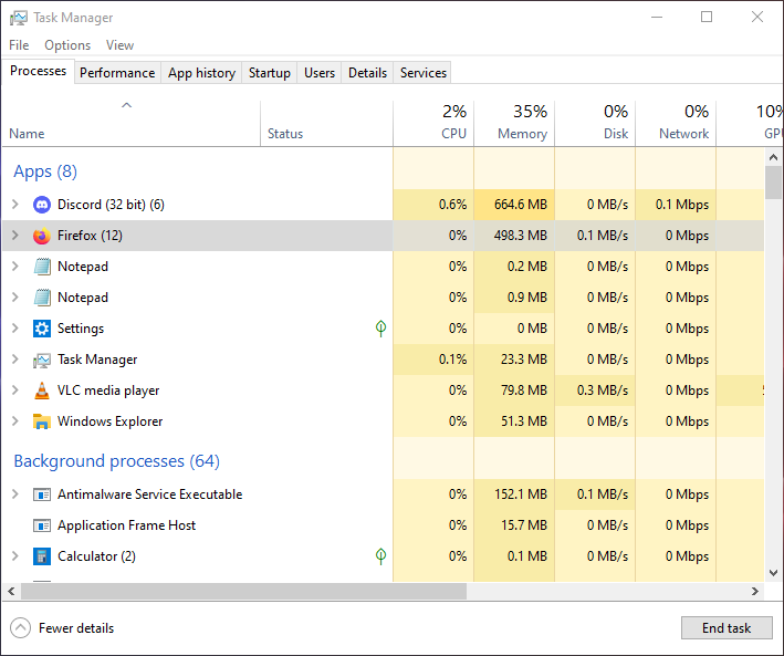 Win10 Task Manager