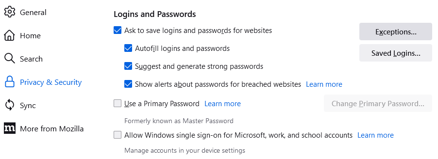 How to protect your Firefox saved passwords with a Primary Password