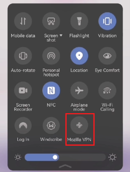 Mozilla VPN on Android Quick Settings