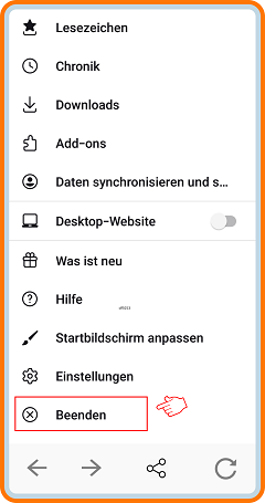 Android Option Beenden