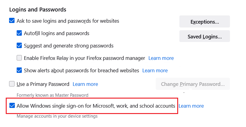 How to enable Windows SSO login in Firefox