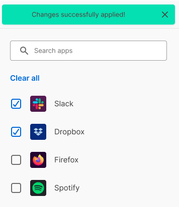 App exclusion - success