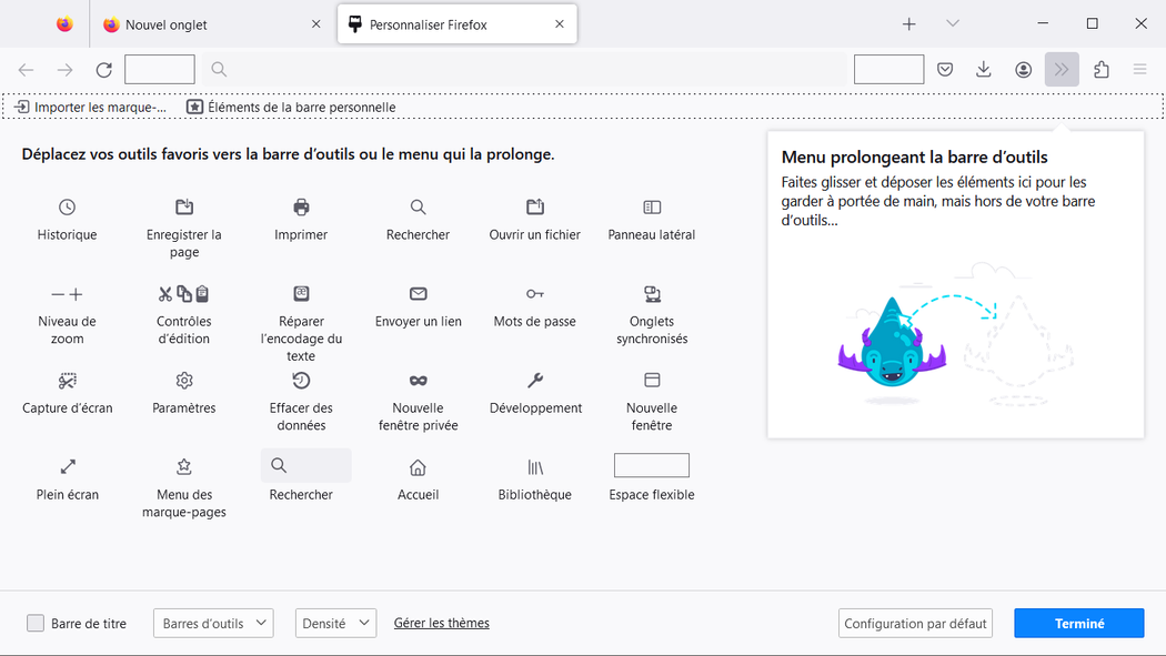 Personnaliser les boutons et barres d’outils de Firefox | Assistance de