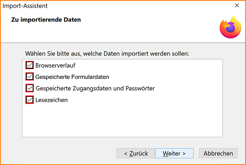 Daten von anderem Browser importieren 3 fx114