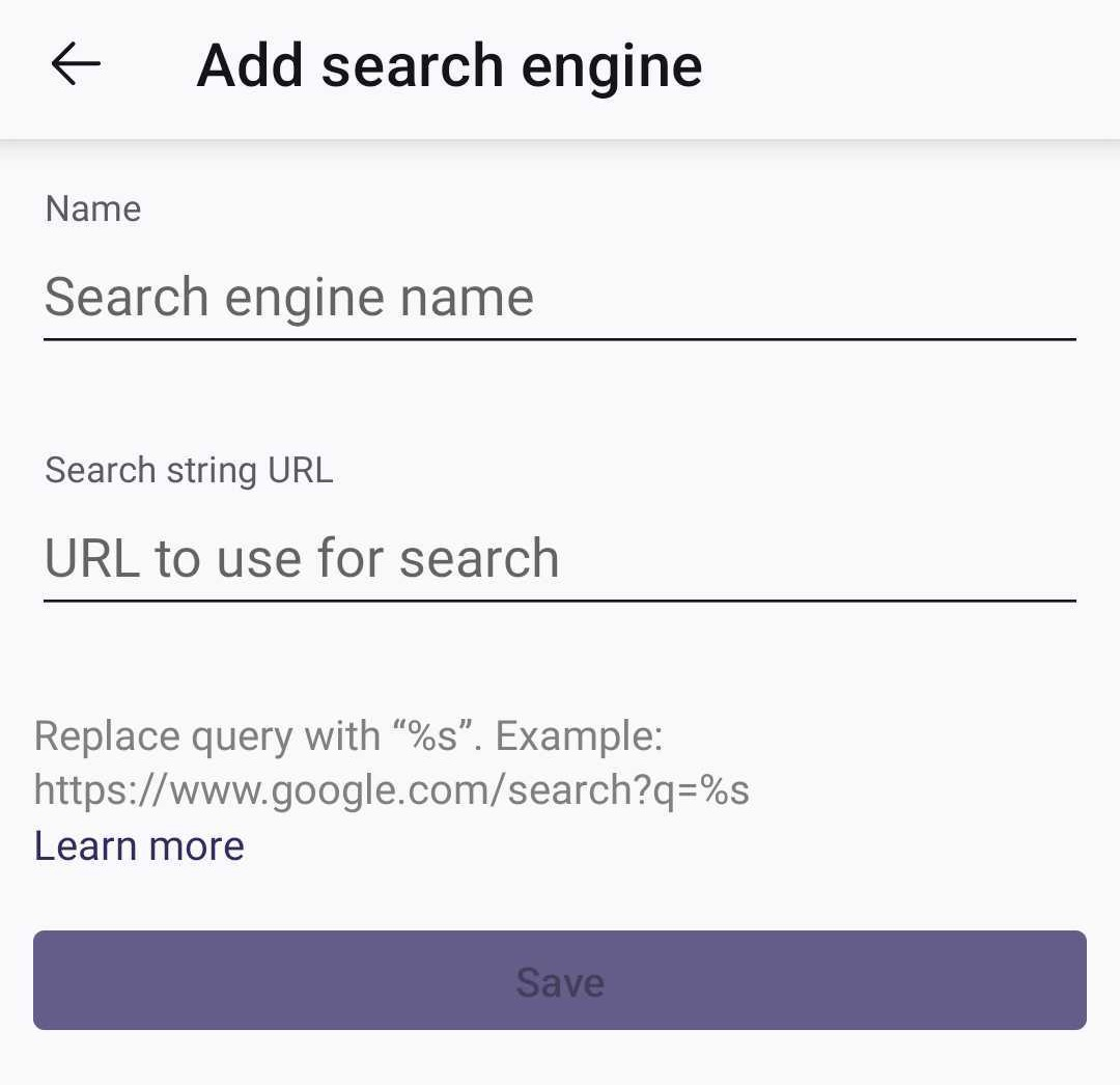 Add search engine string Android